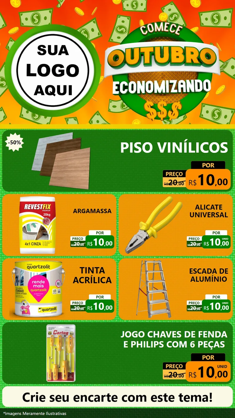 Modelo de TV para TV Vertical com o tema Comece Outubro Economizando para Material para Construção