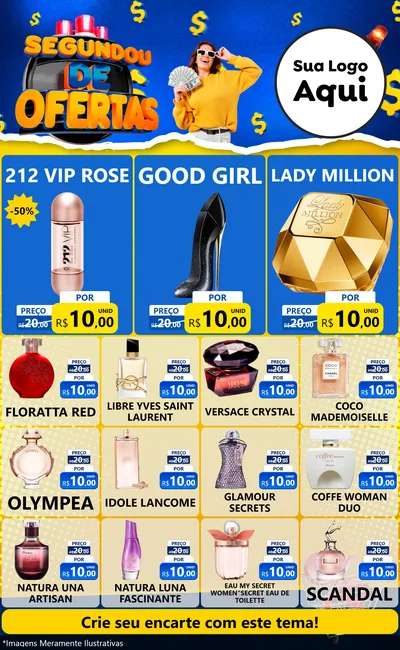Modelo de Encarte para Encarte Grande com o tema Segundou de Ofertas para Perfumes