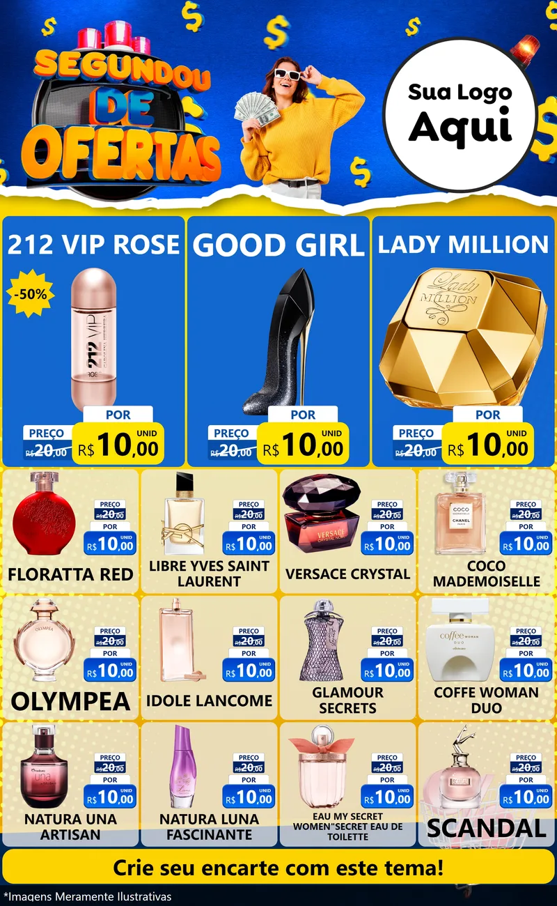 Modelo de Encarte para Encarte Grande com o tema Segundou de Ofertas para Perfumes