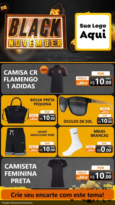 Modelo de TV para TV Vertical com o tema Black November para Roupas e acessórios