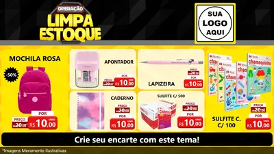 Modelo de TV para TV Horizontal com o tema Operação Limpa Estoque para Papelaria
