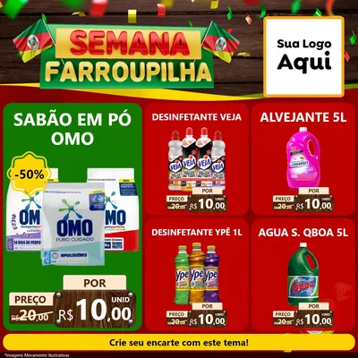 Modelo de Rede Social para Feed Facebook com o tema Semana Farroupilha para Produtos de Limpeza