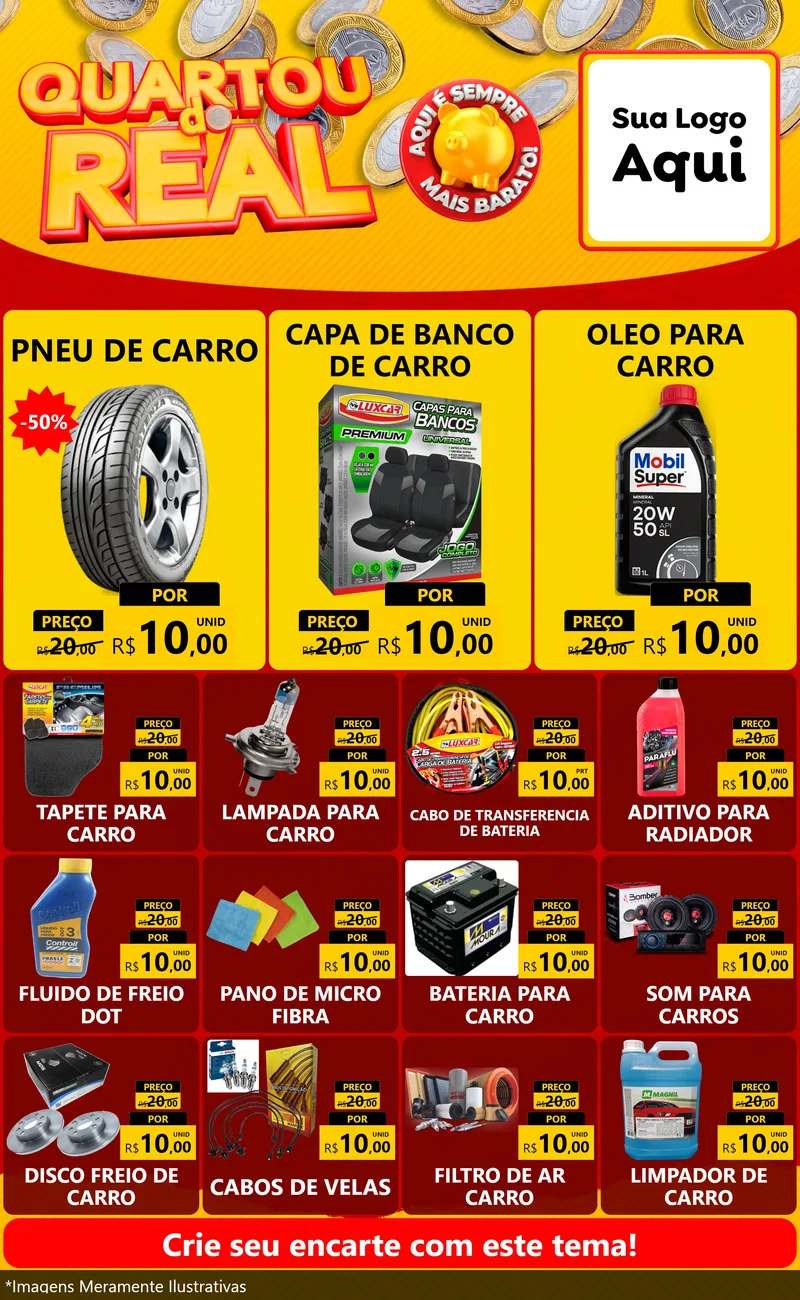 Modelo de Encarte para Encarte Grande com o tema Quartou do Real para Auto peças