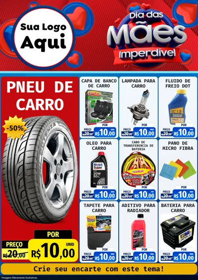 Modelo de Encarte para Encarte A4 Vertical com o tema Dia Das Mães Imperdível para Auto peças