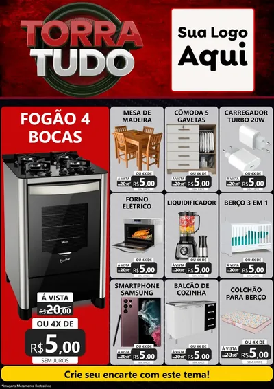 Modelo de Encarte para Encarte A4 Vertical com o tema Torra Tudo para Móveis e Eletro