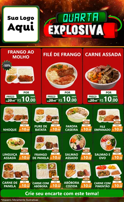 Modelo de Encarte para Encarte Grande com o tema Quarta Explosiva para Restaurante