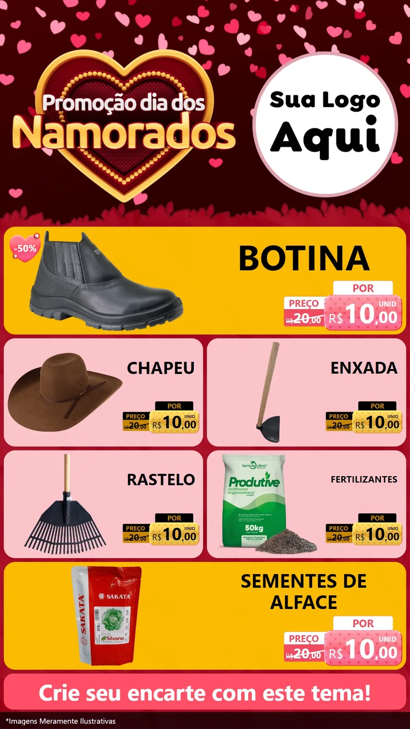 Modelo de TV para TV Vertical com o tema Promoção Dia Dos Namorados para Agropecuária