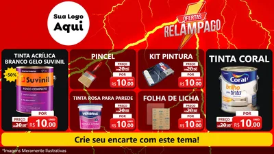 Modelo de TV para TV Horizontal com o tema Ofertas Relâmpago para Tintas e Ferramentas
