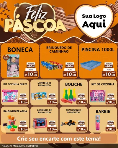 Modelo de Rede Social para Feed Instagram com o tema Feliz Páscoa para Brinquedos