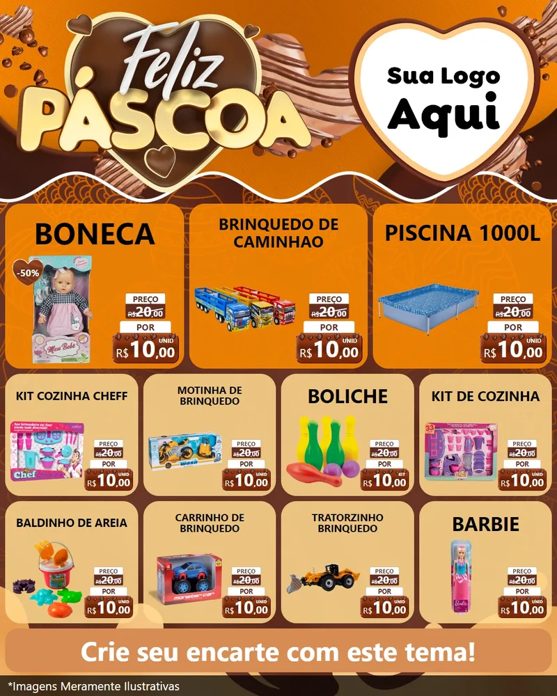 Modelo de Rede Social para Feed Instagram com o tema Feliz Páscoa para Brinquedos