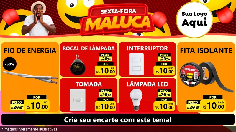 Modelo de TV para TV Horizontal com o tema Sexta-feira Maluca para Materiais Elétricos