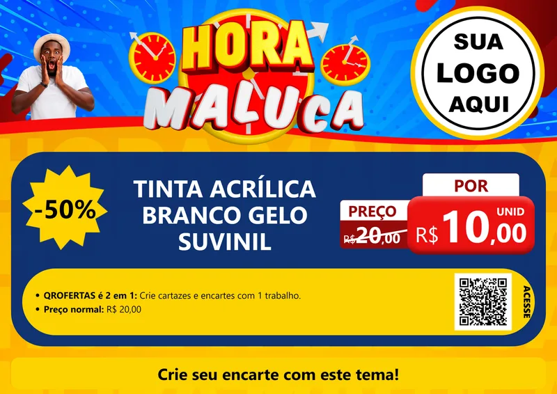 Modelo de Cartaz para Cartaz A4 Horizontal com o tema Hora Maluca para Tintas e Ferramentas