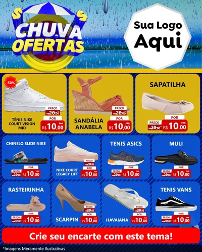 Modelo de Rede Social para Feed Instagram com o tema Chuva de Ofertas para Calçados