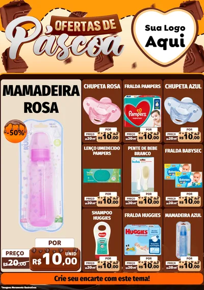 Modelo de Encarte para Encarte A4 Vertical com o tema Ofertas de Páscoa para Bebês