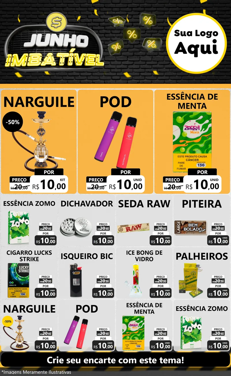 Modelo de Encarte para Encarte Grande com o tema Junho Imbatível para Tabacaria