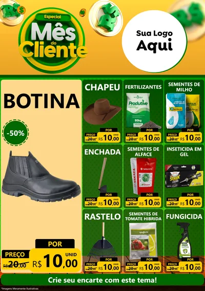 Modelo de Encarte para Encarte A4 Vertical com o tema Especial Mês do Cliente para Agropecuária