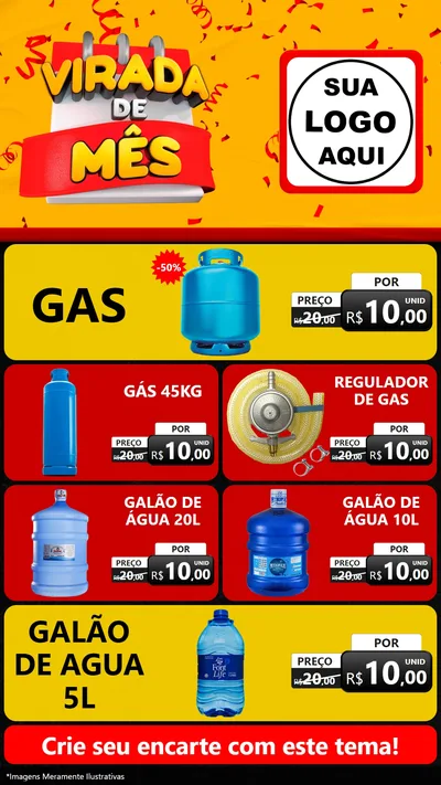 Modelo de TV para TV Vertical com o tema Virada de Mês para Água e gás