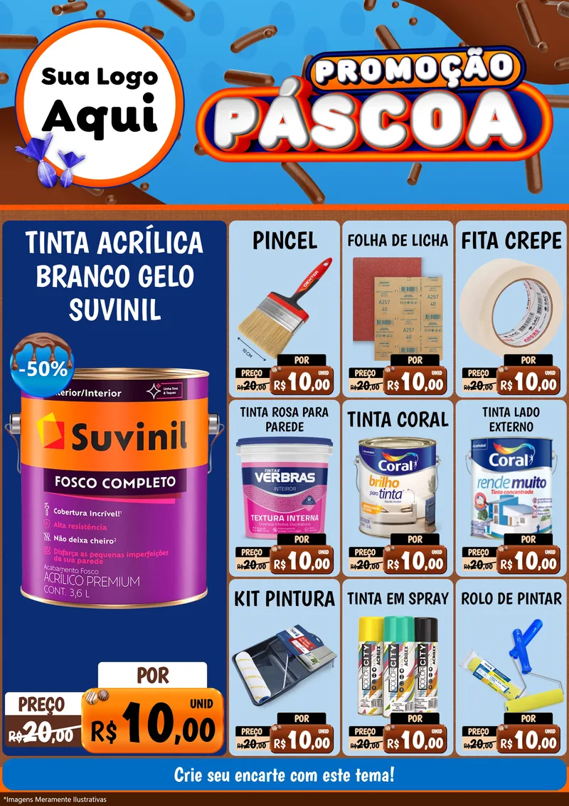 Modelo de Encarte para Encarte A4 Vertical com o tema Promoção Páscoa para Tintas e Ferramentas