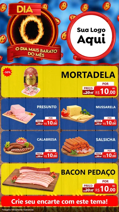 Modelo de TV para TV Vertical com o tema Dia O - O Dia Mais Barato Do Mês para Frios e Laticínios