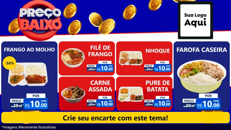 Modelo de TV para TV Horizontal com o tema Preço Baixo para Restaurante