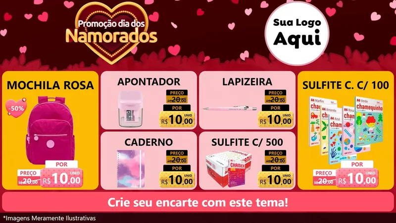 Modelo de TV para TV Horizontal com o tema Promoção Dia Dos Namorados para Papelaria