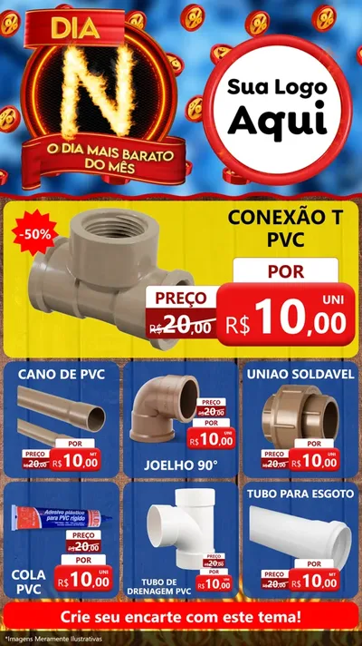 Modelo de Rede Social para Stories com o tema Dia N - O Dia Mais Barato Do Mês para Tubos e conexões