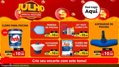 Modelo de TV para TV Horizontal com o tema Julho Ofertas Imbatíveis para Produtos para Piscina