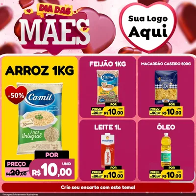 Modelo de Rede Social para Feed Facebook com o tema Dia Das Mães para Supermercado