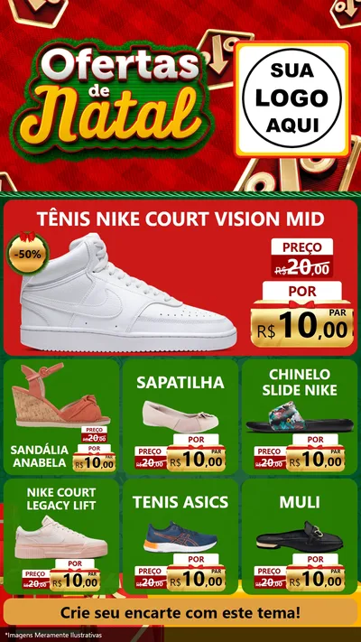 Modelo de Rede Social para Stories com o tema Ofertas de Natal para Calçados
