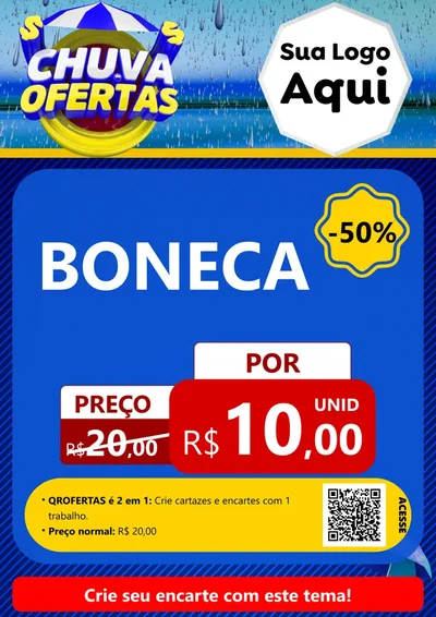 Modelo de Cartaz para Cartaz A4 Vertical com o tema Chuva de Ofertas para Brinquedos