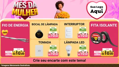 Modelo de TV para TV Horizontal com o tema Mês da Mulher para Materiais Elétricos