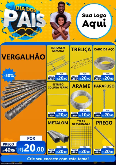 Modelo de Encarte para Encarte A4 Vertical com o tema Dia dos Pais para Ferragens