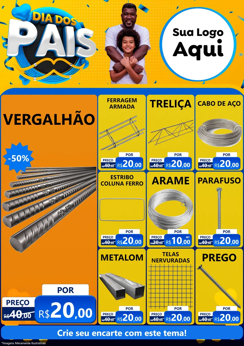 Modelo de Encarte para Encarte A4 Vertical com o tema Dia dos Pais para Ferragens