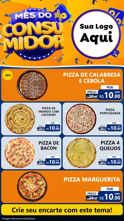 Modelo de TV para TV Vertical com o tema Mês do Consumidor para Pizzaria