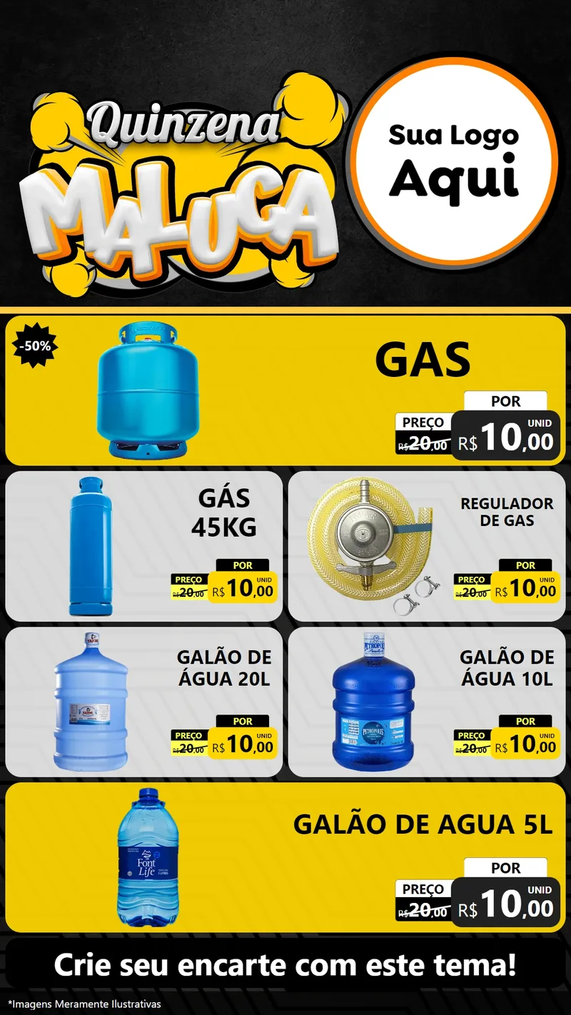Modelo de TV para TV Vertical com o tema Quinzena Maluca para Água e gás