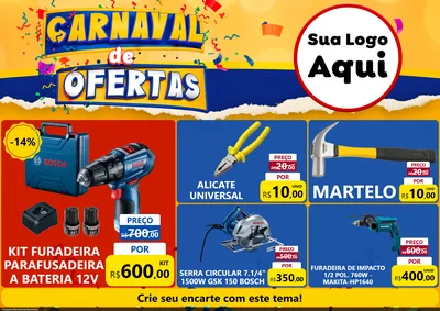 Modelo de Encarte para Encarte A4 Horizontal com o tema Carnaval de Ofertas para Maquinas e Ferramentas