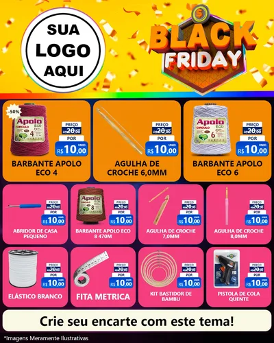 Modelo de Rede Social para Feed Instagram com o tema Black Friday para Armarinho e Aviamentos