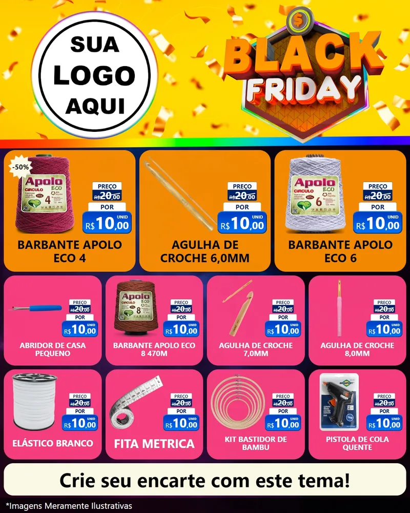 Modelo de Rede Social para Feed Instagram com o tema Black Friday para Armarinho e Aviamentos