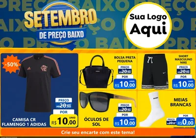 Modelo de Encarte para Encarte A4 Horizontal com o tema Setembro De Preço Baixo para Roupas e acessórios