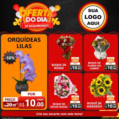 Modelo de Rede Social para Feed Facebook com o tema Oferta do Dia - Só hoje, Aproveite! para Floricultura e jardim