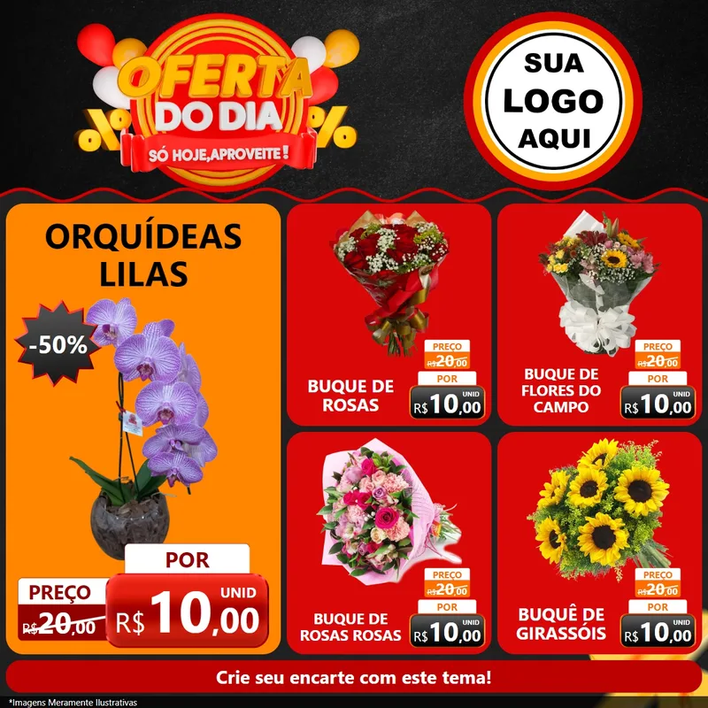 Modelo de Rede Social para Feed Facebook com o tema Oferta do Dia - Só hoje, Aproveite! para Floricultura e jardim