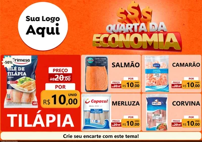 Modelo de Encarte para Encarte A4 Horizontal com o tema Quarta da Economia para Peixaria