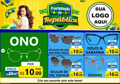 Modelo de Encarte para Encarte A4 Horizontal com o tema Proclamação da República para Óticas