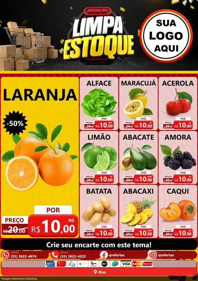 Modelo de Encarte para Encarte A4 Vertical com o tema Operação Limpa Estoque para Hortifrúti