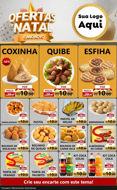 Modelo de Encarte para Encarte Grande com o tema Ofertas De Natal E Ano Novo para Salgadaria