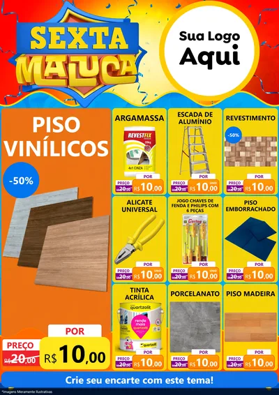 Modelo de Encarte para Encarte A4 Vertical com o tema Sexta Maluca para Material para Construção