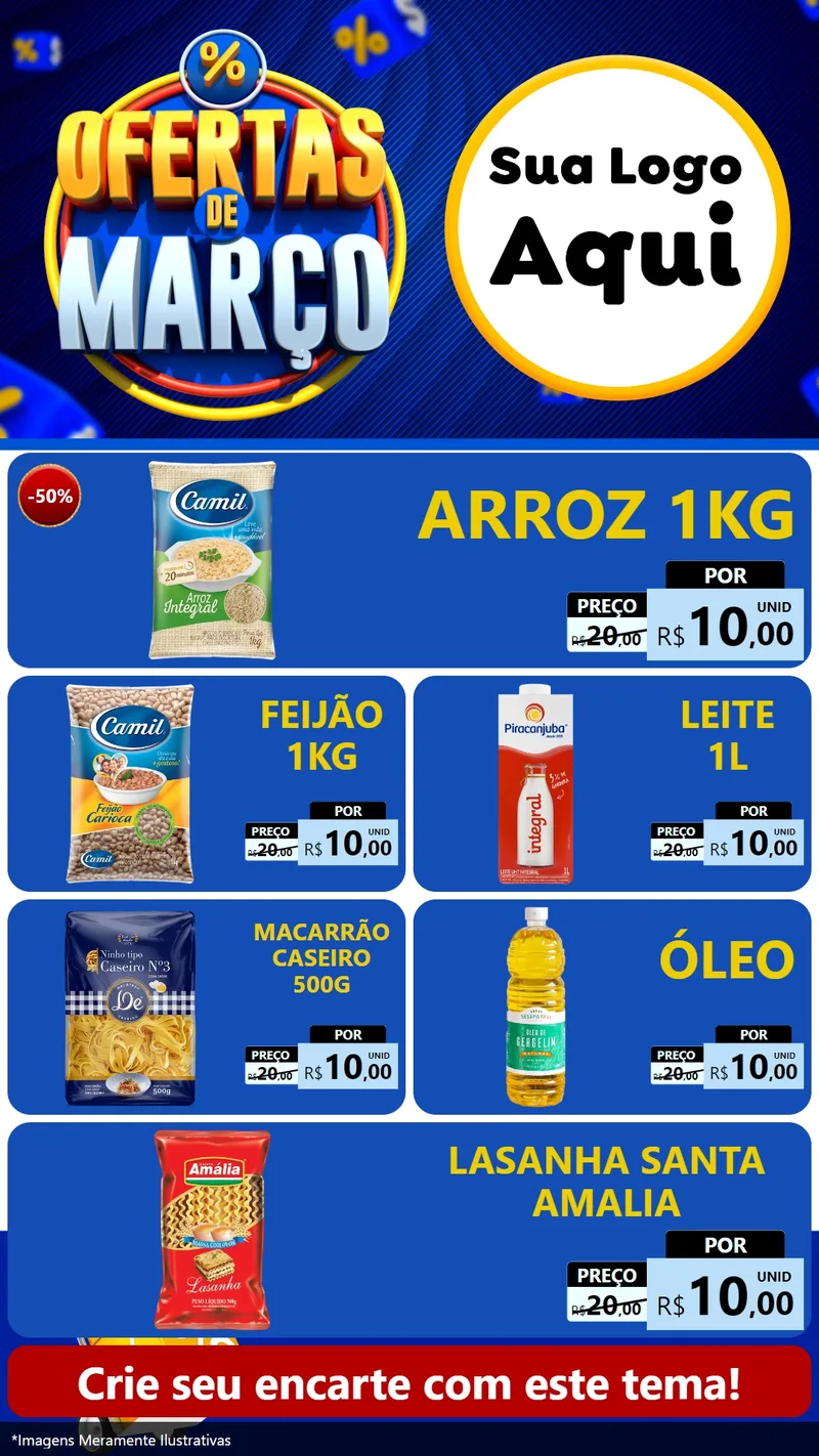 Modelo de TV para TV Vertical com o tema Ofertas de Março para Supermercado