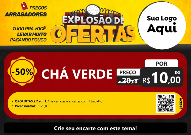 Modelo de Cartaz para Cartaz A4 Horizontal com o tema Explosão de Ofertas para Produtos Naturais