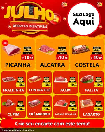 Modelo de Rede Social para Feed Instagram com o tema Julho Ofertas Imbatíveis para Açougue