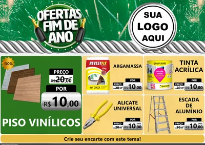 Modelo de Encarte para Encarte A4 Horizontal com o tema Ofertas Fim de Ano para Material para Construção